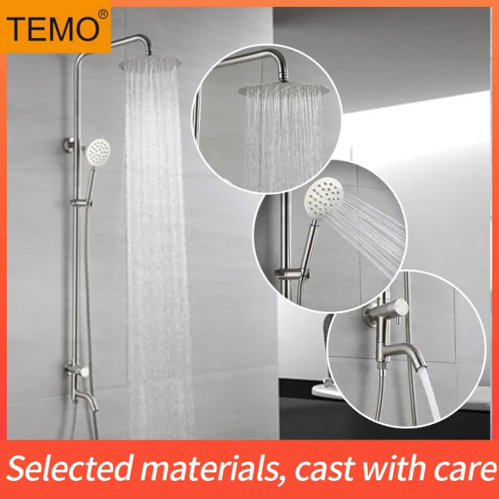 TEMO 304 Stainless Steel Bathroom Shower Set for Single Point Water