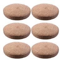 6 Pcs 40cm Tatami Cushion Round Straw Weave Handmade Pillow Floor Yoga Chair Seat Mat