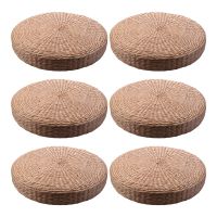 6 Pcs 40cm Tatami Cushion Round Straw Weave Handmade Pillow Floor Yoga Chair Seat Mat