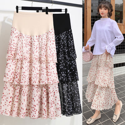 Summer Chiffon Maternity Cake Skirts Adjustable Belly Skirts Clothes for Pregnant Women Print Women Skirt new 2020 Afei Tony