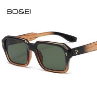 【CC】☍☊☍  SO EI Sunglasses Fashion Color Men Trending Punk Rivets Gradient Glasses Shades UV400