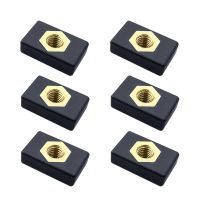 6Pcs M6 Copper Sliding Nut Side Mount Slide Track Rail Fishing Rod Pole Holder Mounting Base for Kayak Boat Canoe