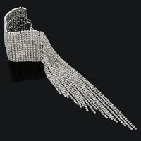 ขนาดใหญ่ Rhinestone Cuff สร้อยข้อมือผู้หญิง Sparkly Shine Elegant Fringed Design Stage Party นาฬิกาข้อมือ Jewelry