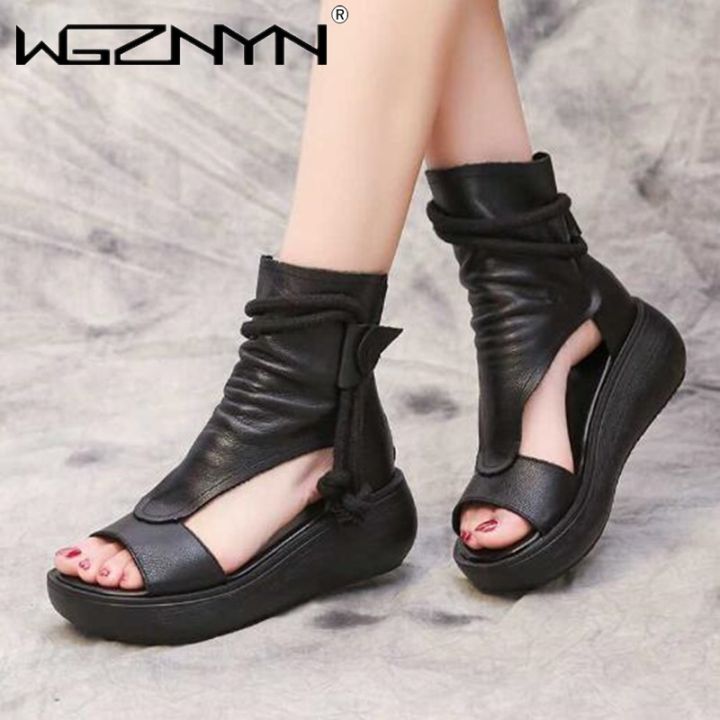 ขายดีที่สุด-ioztt2023-hot-2021-new-leather-sandals-platform-shoes-wedges-fashion-outdoor