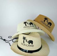 Hats Shop9 หมวกสานทรงปานามา แต่งช้าง Thailand สินค้าพร้อมส่งจากไทย B003