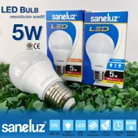 Saneluz LED 5W ขั้ว E27 หลอดLED สีขาว/สีวอร์ม สินค้า ม.อ.ก. แพ็ค50 หลอด ประกัน 1 ปี มีใบกำกับภาษีไม่คิดเพิ่ม ใช้ไฟบ้าน AC180-240V ส่งไว สินค้าจาก BIGCOM