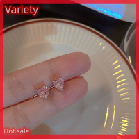 Variety ✨Hot Sale✨ ต่างหูโบว์เพทายสีชมพูแวววาว1 2คู่ต่างหูหัวใจโรแมนติกต่างหูคริสตัลสีชมพูสวยงามสำหรับผู้หญิงของขวัญที่สง่างามสำหรับผู้หญิง