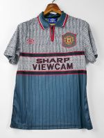 MAN UTD AWAY 1995 1996 RETRO FOOTBALL SHIRT SOCCER JERSEY แมนยู ลายอาถรรพ์