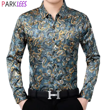 Plus Size 4XL-M Luxury Print Long Sleeve Plaid Shirt For Men Clothing 2022  Slim Fit Casual Prom Tuxedo Formal Wear Blouse Homme