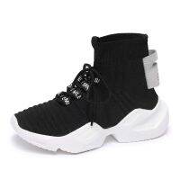2019 spring and autumn new high-top breathable womens shoes muffin thick-bottom stretch casual sports socks shoes