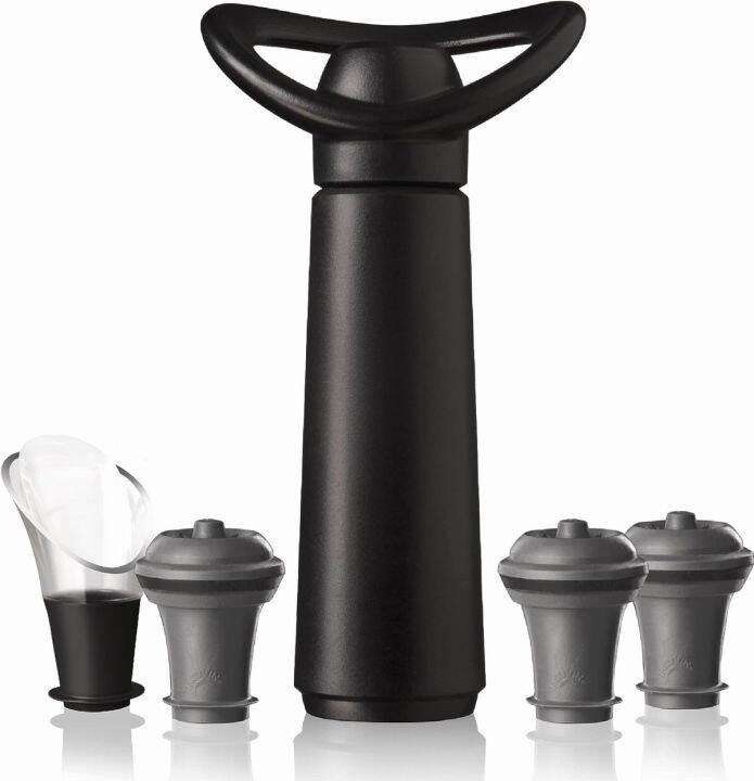 vacu-vin-wine-saver-concerto-black-1-pump-3-stoppers-1-server-wine-stoppers-for-bottles-with-vacuum-pump-and-pourer-reusable-made-in-the-netherlands-3-stoppers-1-server