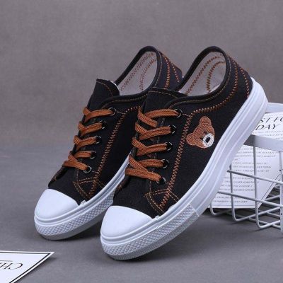 ✴⊙ Dadong canvas shoes womens summer new slip-on bear womens shoes breathable spring and autumn all-match casual explosive sneakers