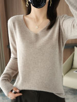Cashmere Loose Women Sweater V-neck Long Sleeve Loose Solid Female Sweaters Winter Fashion Solid Ladies Sweater Pullover