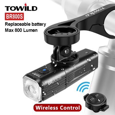 TOWILD BR800S จักรยานแสงสนับสนุนการควบคุมระยะไกล USB ชาร์จ LED MTB ด้านหน้าโคมไฟไฟหน้าอลูมิเนียมไฟฉายจักรยานแสง