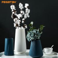 Flower Vase Decoration Home Plastic Vase Living Room Imitation Ceramic Flower Pot Flower Basket Nordic Decor Vases for Flowers