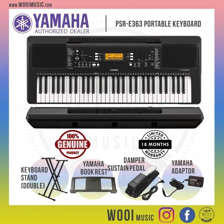 Yamaha PSRE363 Portable Keyboard Package (E363 / PSRE363) (61 Keys