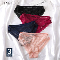 FINETOO 1/3Pcs เซ็กซี่กางเกงในลูกไม้ผู้หญิงกางเกง S-XL ชุดชั้นในขนาดใหญ่เซ็กซี่ต่ำเอวกางเกงชุดชั้นในสตรี