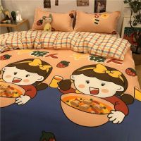 Cartoon young girl heart bed 4 times washing cotton summer lovely children three-piece suit students bedding sheets bedding bag