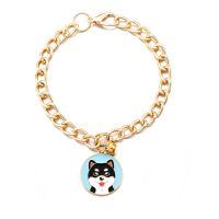 【CW】 New Dog Collar Fashion Tag Pattern Gold Color Chain Collars for Small Medium Dogs Jewelry Necklace Pets Accessories