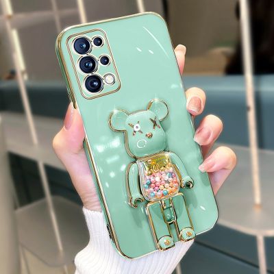 Candy Bead Bear Holder Strap Phone Case For Samsung Galaxy A53 A73 A13 A23 A33 A12 A22 A32 A52 A52S A04 A04S A14 Plating Cover Phone Cases