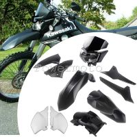 ● ✓ สำหรับ Kawasaki KLX250 D-Tracker X 250 KLX250S 08-19 KLX250SF 09-10ไฟหน้ามอเตอร์ครอสบังโคลนรถแผงด้านข้างหม้อน้ำ