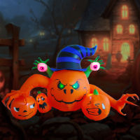 8FT Scary Pumpkin Ghost Family Glow Party Courtyard Garden Halloween Inflatable Pumpkin Decoration Inflatable Outdoor Decoration