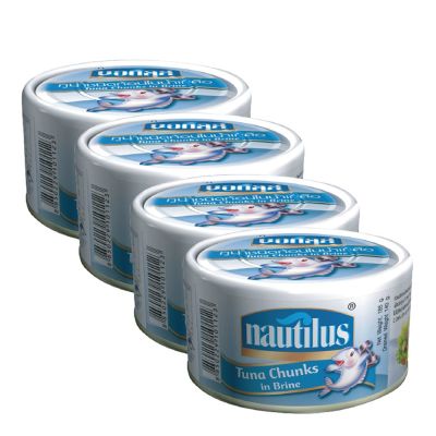 สินค้ามาใหม่! นอติลุส ทูน่าชนิดก้อนในน้ำเกลือ 170 กรัม x 4 กระป๋อง Nautilus Tuna Steak in Brine 170g x 4 Cans ล็อตใหม่มาล่าสุด สินค้าสด มีเก็บเงินปลายทาง