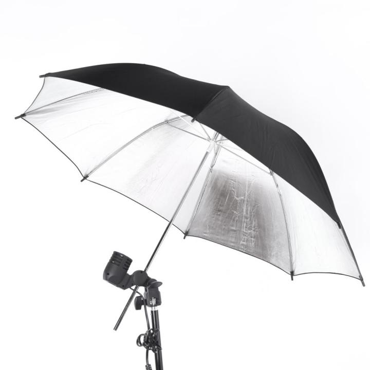 83cm 33in Studio Photo Strobe Flash Light Reflector Black Silver Umbrella |  
