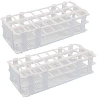 2Pcs Plastic Test Tube Rack 24 Holes Lab Test Tube Rack Holder For 25Mm Test Tubes Detachable White