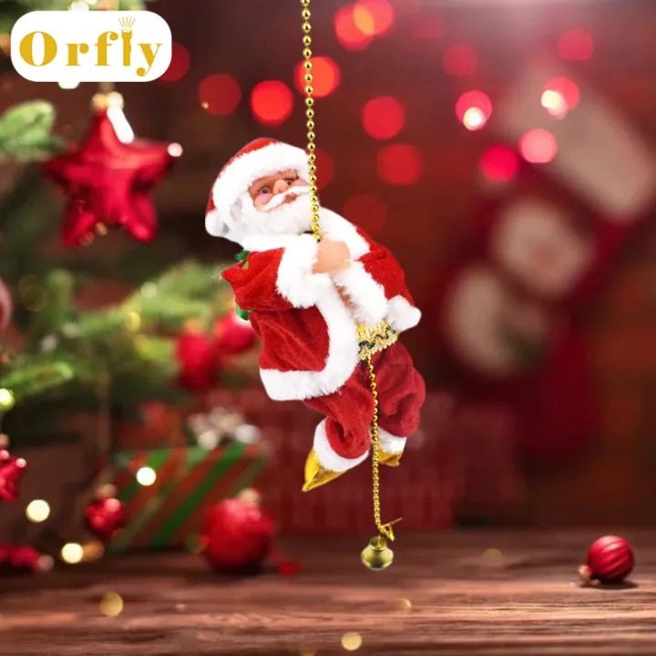 Santa Claus Tree Hanging Ornament Musical Funny Climbing Rope Electric Hanging Toy Christmas Decoration For Home Santa Claus Tree Hanging Ornament Musical Funny Climbing Rope Electric Hanging Toy Christmas Decoration For Home