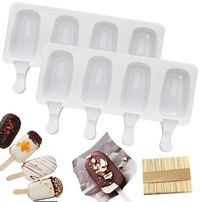 Silicone Ice Cream Mold Reusable Popsicle Mold Ice Cream Mould With Sticks Ice Pop Maker Dessert DIY Mould Maker Tools Ice Maker Ice Cream Moulds
