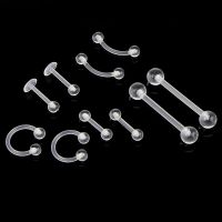 【HOT】 10Pcs/Set Fashion Transparent Tongue Barbell Eyebrow Belly Lips Piercing Jewelry