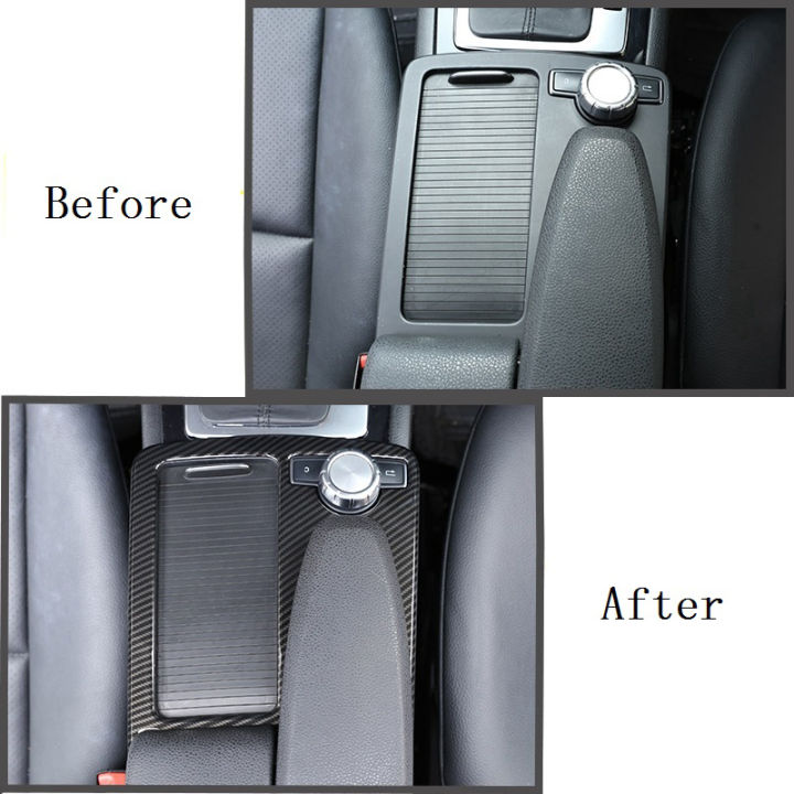 car-carbon-fiber-abs-central-console-cup-holder-frame-trim-cover-right-drive-for-mercedes-benz-e-class-c-class-w204