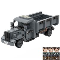 WW2 Military Weapons O-B Multi-purpose Medium Utility Truck Building Block Toy Set Assemble Model Brick Kit Gift with 3 Soldiers