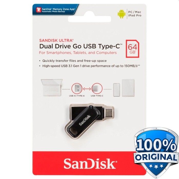 SanDisk 64GB Ultra Dual Drive Go USB Type-C Flash Drive (SDDDC3