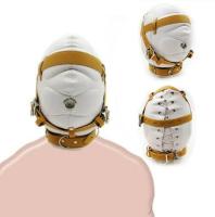 ☒♗ ldqnk2 Faux Leather Sensory Deprivation Lockable BDSM Mouth Hood Harness Bondage Headgear Adult Game