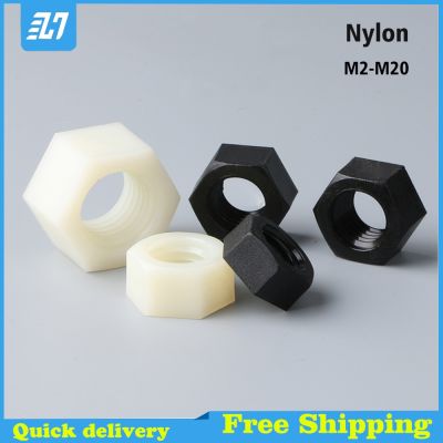 DIN934 Nylon Plasitc Hex Hexagon Nut Insulation Black White Nuts M2 M2.5 M3 M4 M5 M6 M8 M10 M12 M14 M16 M18 M20 Nails Screws Fasteners