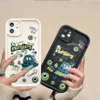 เคส RouJiang สำหรับ iPhone 15 14 13 12 11 Pro Max X Xr Xs Max 7 8 Plus SE 2020Apple การ์ตูนหมอนรูปแมวตาโตสีดำขนาดเล็กกรอบเลนส์ลูกกลมเคสโทรศัพท์ป้องกัน