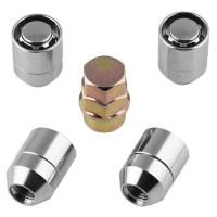 M12x1.5 Car Chrome Wheel Lug Nuts Bulge Acorn Cone Seat Steel Racing Bolt Head Cover M12x1.5 5pcs 4 Anti Theft Locking Nuts+1Key Nails  Screws Fastene