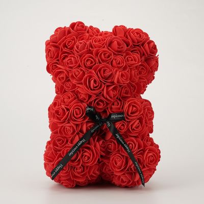 [AYIQ Flower Shop] ของขวัญวันวาเลนไทน์ตุ๊กตาหมีดอกกุหลาบสีแดงขนาด25ซม. สบู่โฟมดอกไม้ประดิษฐ์เบ