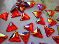 100pcs triangle shape 14mm gem stones sew on rhinestones red colour crystals flatback dress accessory