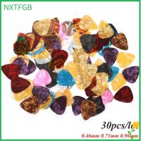 NXTFGB 30pcs 0.46mm 0.71mm 0.96mm มืออาชีพ อะคูสติก กระสุน ปิ๊กกีตาร์ ไฟฟ้า Plectrums อูคูเลเล่ เซลลูลอยด์