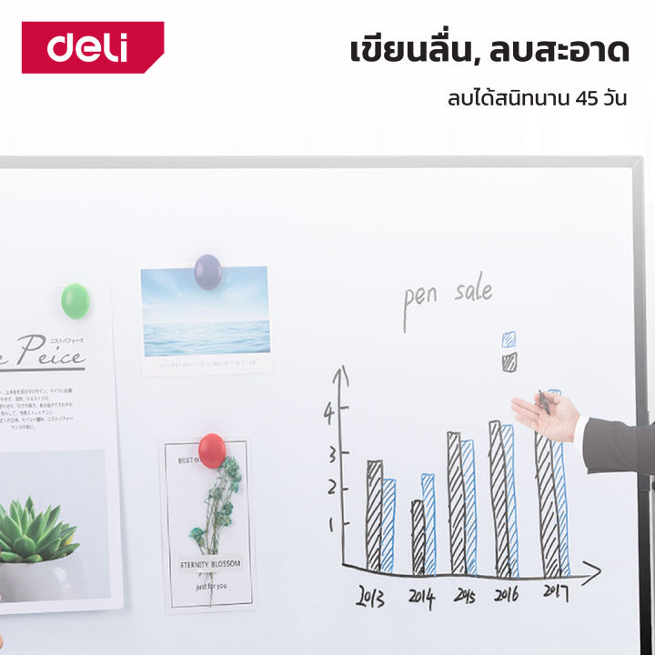 deli-กระดานไวท์บอร์ดแบบมีขาตั้ง-กระดานแม่เหล็กแบบล้อเลื่อน-กระดานไวท์บอร์ด-เคลื่อนย้ายสะดวก-อุปกรณ์สำนักงาน-mobile-whiteboard