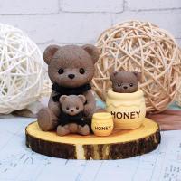 ins Korea teddy bear scented candle plaster bear honey pot silicone mold handmade diy material ice cube mold Bread  Cake Cookie Accessories