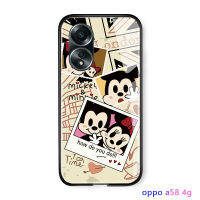 พร้อมเคสโทรศัพท์สำหรับ OPPO A58 4G แฟชั่นการ์ตูนแฟชั่นเคสโทรศัพท์พร้อมสำหรับเด็กผู้หญิงหนูเพื่อนกราฟฟิตีเคสกระจกเทมเปอร์ปกหลัง