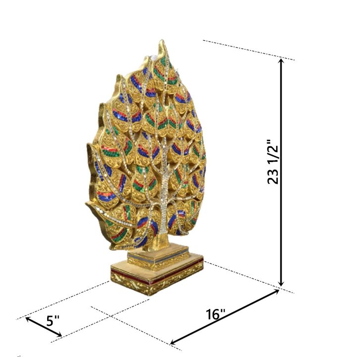 pw01-ไม้แกะสลักรูปต้นโพธิ์ปิดทองเปลว-1-ต้น-ขนาด-5-x-16-x-23-นิ้ว-งานตกแต่งบ้าน-งานแกะสลัก-งานหัตกรรม-ของขวัญงานมงคล