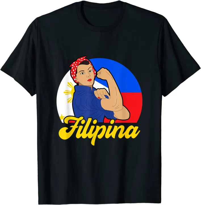 Filipina Philippine Flag Filipino Girl Women Pinay Pride Cotton Tshirt