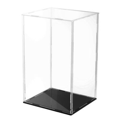 Clear Acrylic Display Case Black Base Dustproof Protection Model Toy Show Box