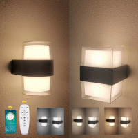 โคมไฟติดผนัง LED ซุ้มอะคริลิคกลางแจ้งในร่มกันน้ํา Sconce Dimmable Garden Ligh Corridor บันไดห้องนอนเงา