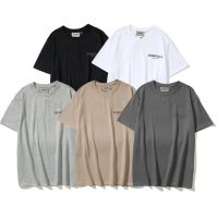 ❦❀Ready Stock ❦❀Oversized T-shirt New FOG Loose Double Line Logo Print Cotton Casual Short Sleeve Crew Neck T-Shirt
